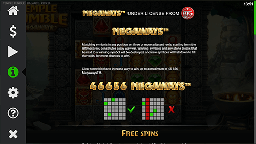 46 656 Ways to Win Temple Tumble Megaways Slot Paytable