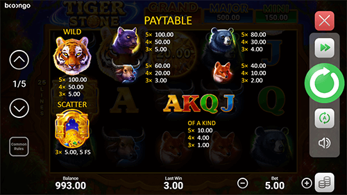 Tiger Stone Hold and Win Bonus Game