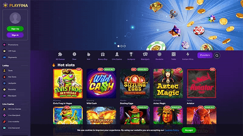 Mobile Casino Playfina Lobby