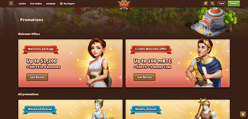 MyEmpire Casino Promotions MyEmpire Casino Bonuses Screenshot