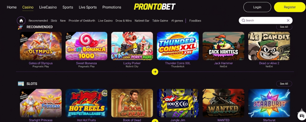 ProntoBet Casino games ProntoBet Casino games