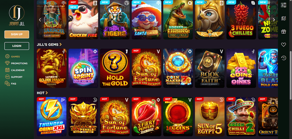 jackpot jill online casino game library display of online casino game library for jackpot jill